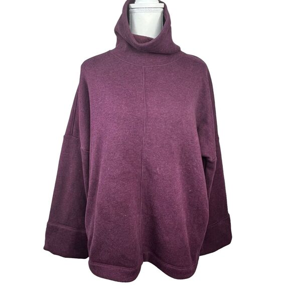 Athleta Plum Purple Cozy Karma Funnel Neck Sweatshirt Small Fleece Lined - Picture 1 of 16